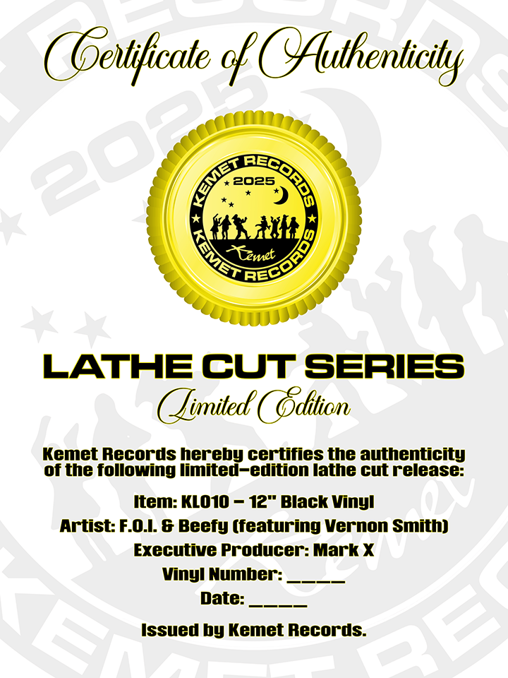 Kemet Records Lathe Cut Series KL010 Certificate Of Authenticity